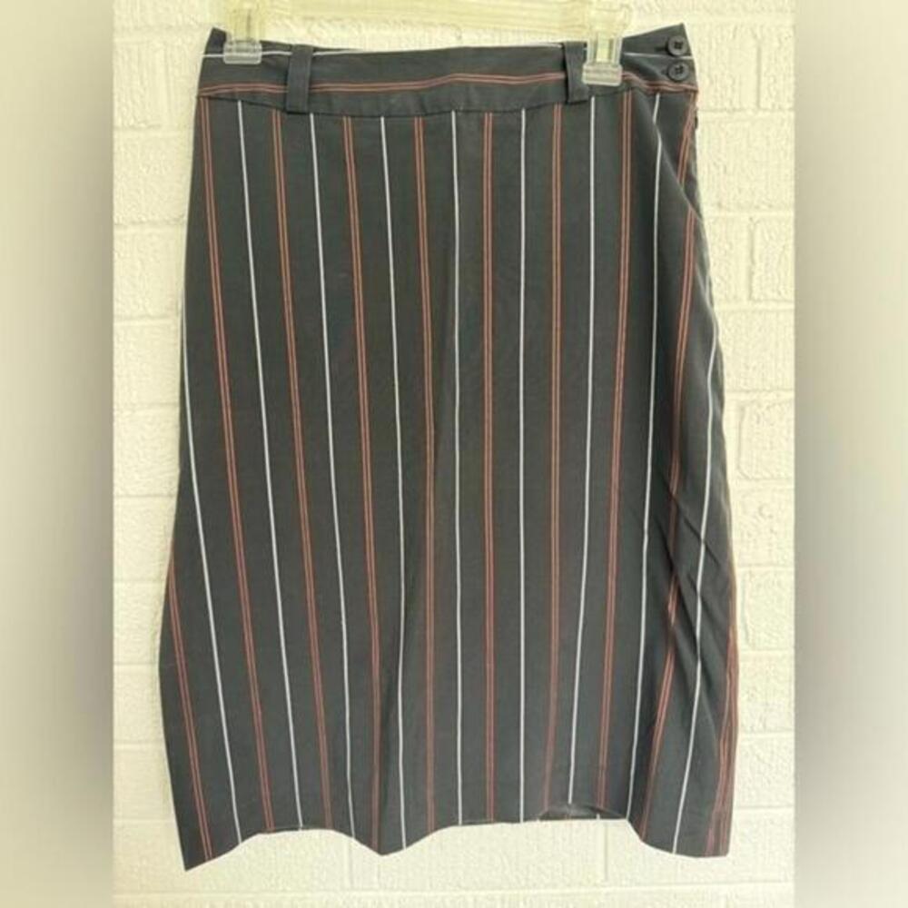 Vintage Burberry Black with Red and White Stripe Skirt with Button Detail